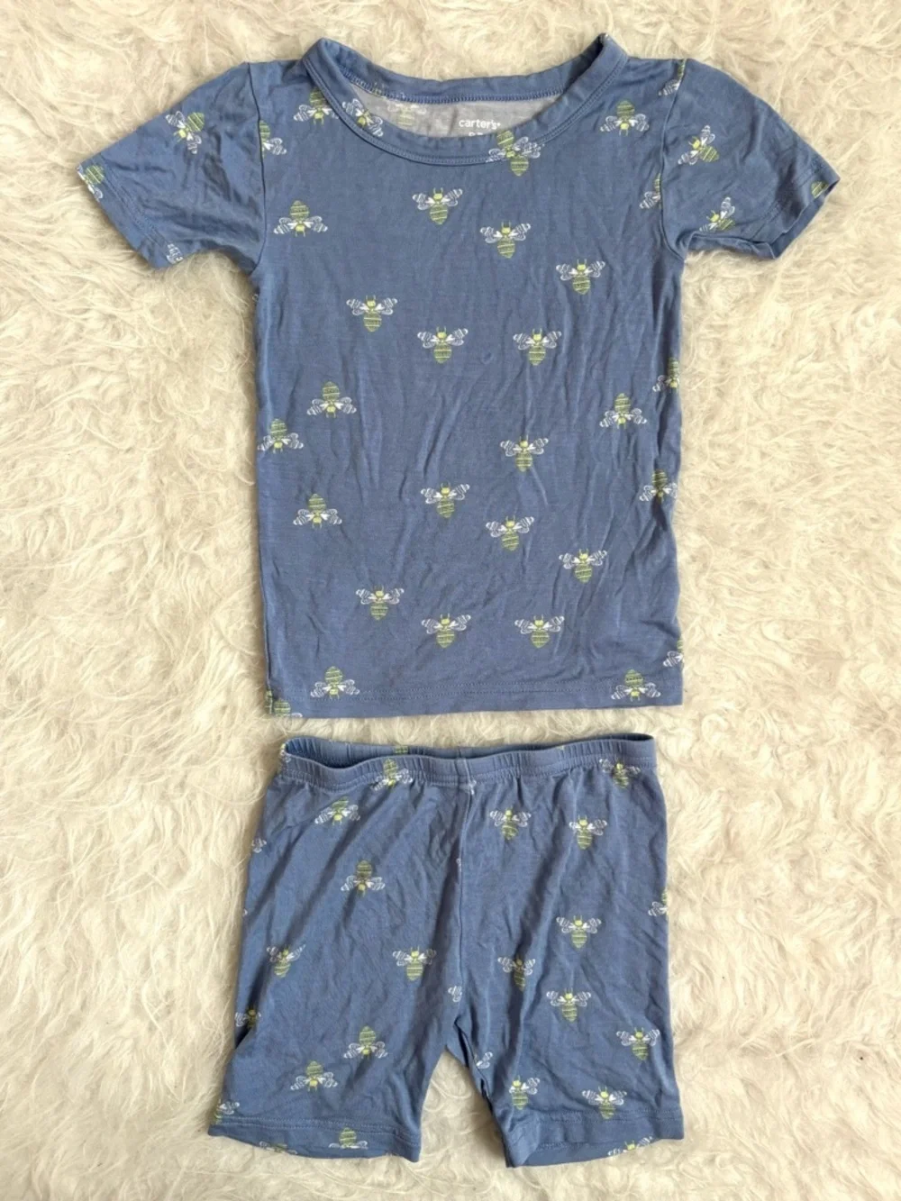 Carter's Gender Neutral Kids Pajama Set Blue & Yellow Bees AOP